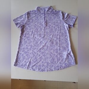 IBKÜL Women’s "Jacklin" Purple Print Quarter-Zip Polo - Large (L) - EUC